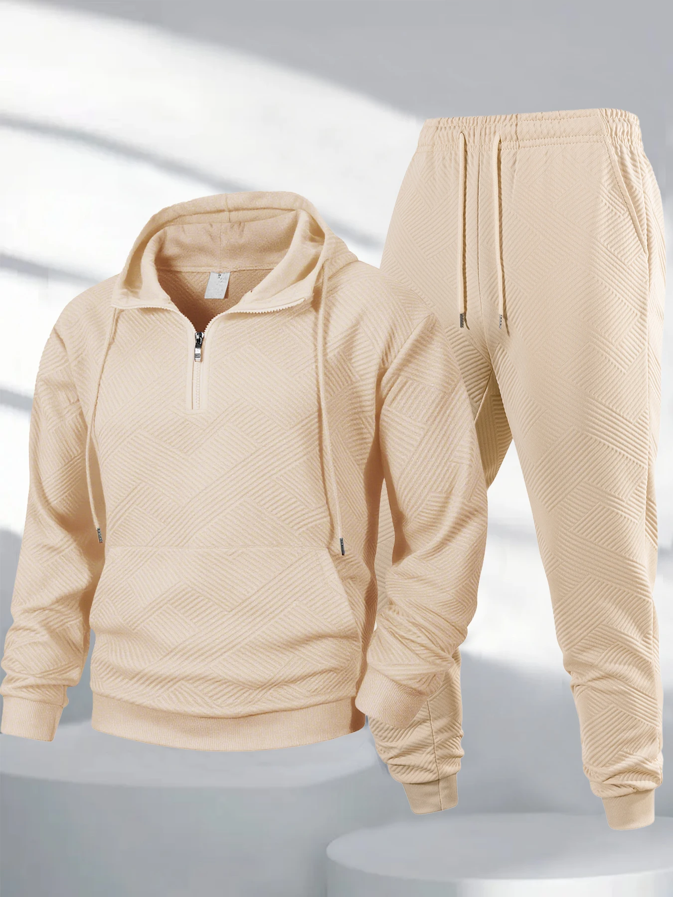 Sudadera con capucha y pantalones con cremallera de otoño para hombre, conjunto de dos piezas, ropa deportiva informal para exteriores, jersey con múltiples bolsillos, traje de pantalones