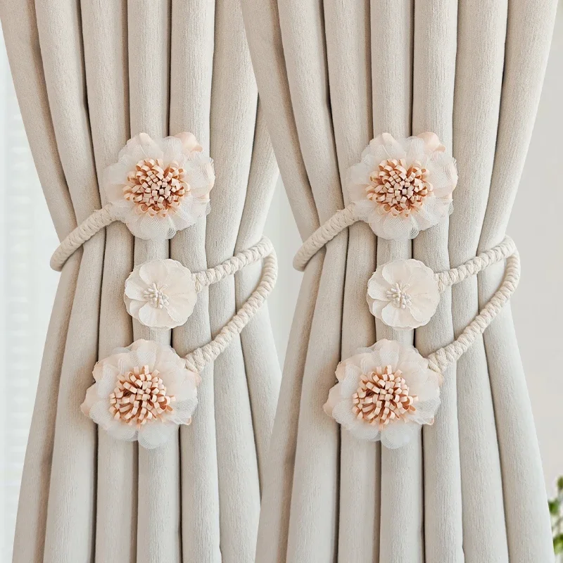 2pcs Flowers Shaped Curtain Storage Buckle High End Simple and Bendable Strap Bedroom Living Room Gauze Curtains Accessories
