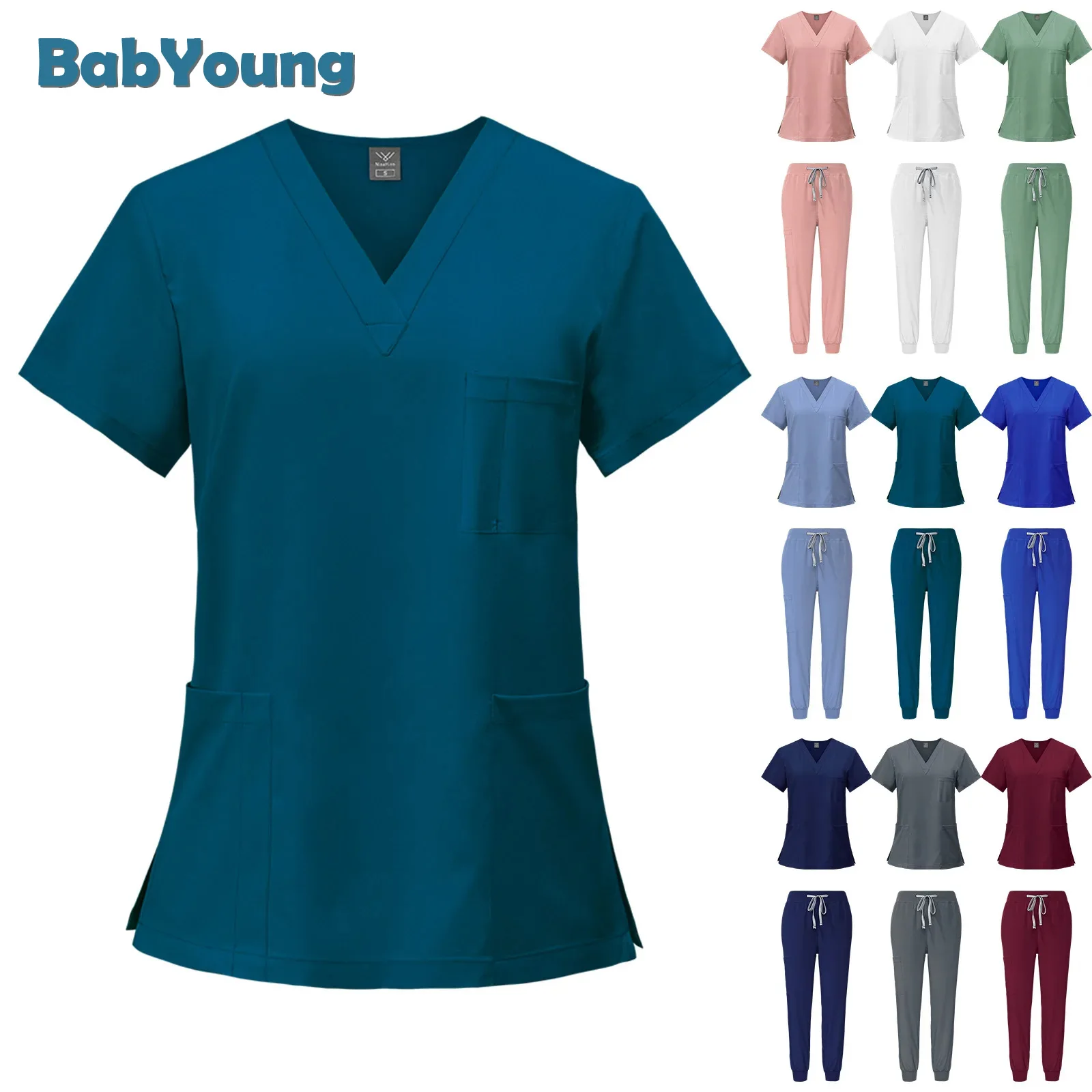 Multicolor Unisex Short Sleeved Pharmacy Nurse Uniform Hospital Doctor Workwear Oral Dental Surgery Uniforms Medical Scrubs Sets