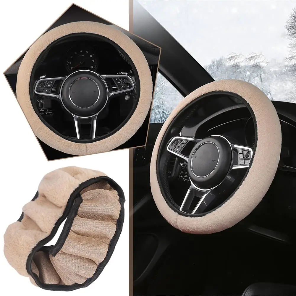 Winter Plush Warm Without Inner Car Steering Wheel Cover Non-slip Stable Heat-resistant Universal For All Seasons Car Etc