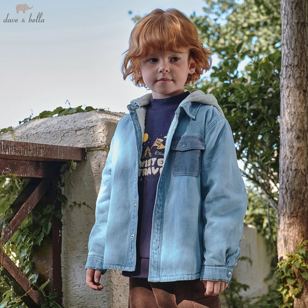 

Dave Bella Boys Winter Autumn Jeans Shirt Jacket for Children Warm Velvet Thicken Hooded Coats Kids Outwear Clothing DK4254291