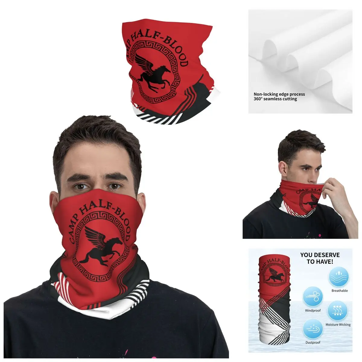 Muscular Motocross Bandana Neck Cover Printed percy jackson & the olympians Face Scarf Cycling Scarf Hiking Unisex Adult All