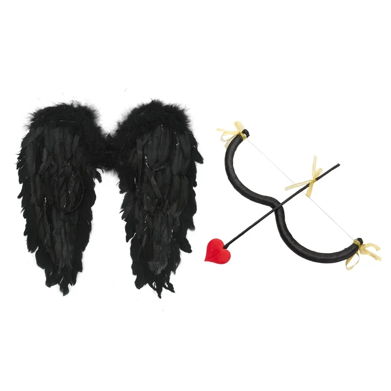 

RT01 Cupid Cosplay Photography M-shaped Bow Heart Arrow Feather Angel Wing Sets Valentine's Cupid Costume Accessories Hallow*Jk2