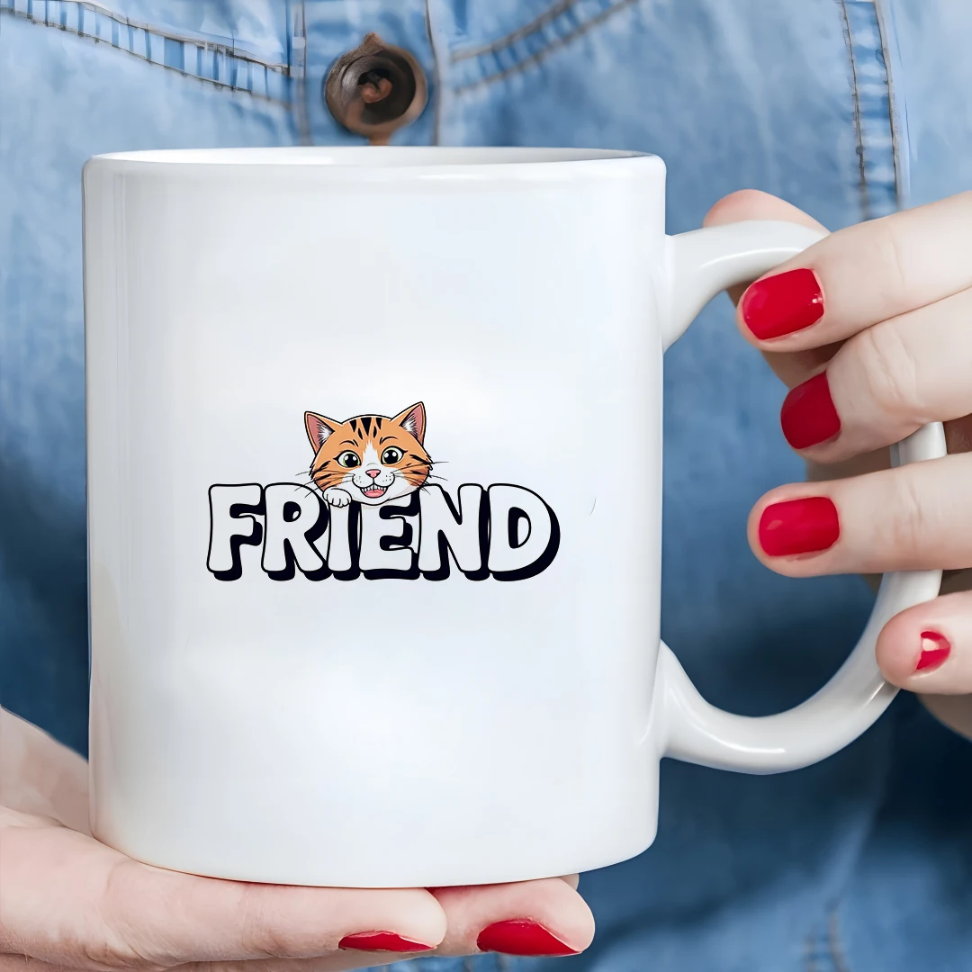 

11oz Cartoon Cat Mug + Friendship Fortune Cup + Kids Cold & Hot Drink Cup - Christmas Gift for Family & Office
