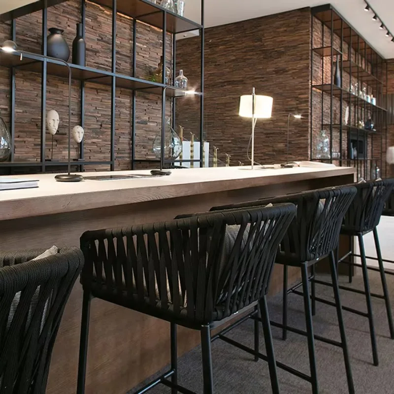 الشمال الروطان الظهر كرسي طويل الساق سبائك الألومنيوم في الهواء الطلق عالية القدم كرسي طويل الساق التصميم الحديث تابوريتي ألتو صالون الأثاث #5