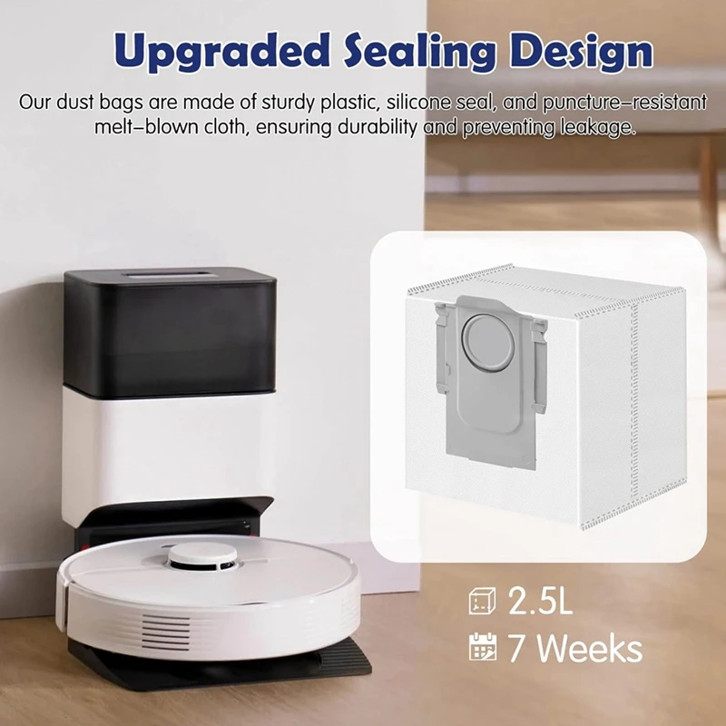 ABUD-16 Packs Disposable 2.5L Vacuum Bags For Roborock S8 Pro Ultra, S8+, S7 Max Ultra/Maxv Ultra, Q5+, Q7+, Q5 Pro+, Q8 Max+