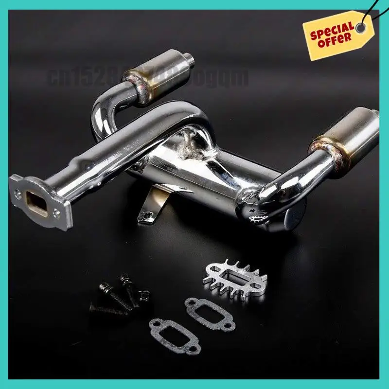 -ABJZ CNC 금속 2X 트윈 배기 파이프(머플러 포함) 1/5 HPI Rovan Baja 5B 5T 5SC RC