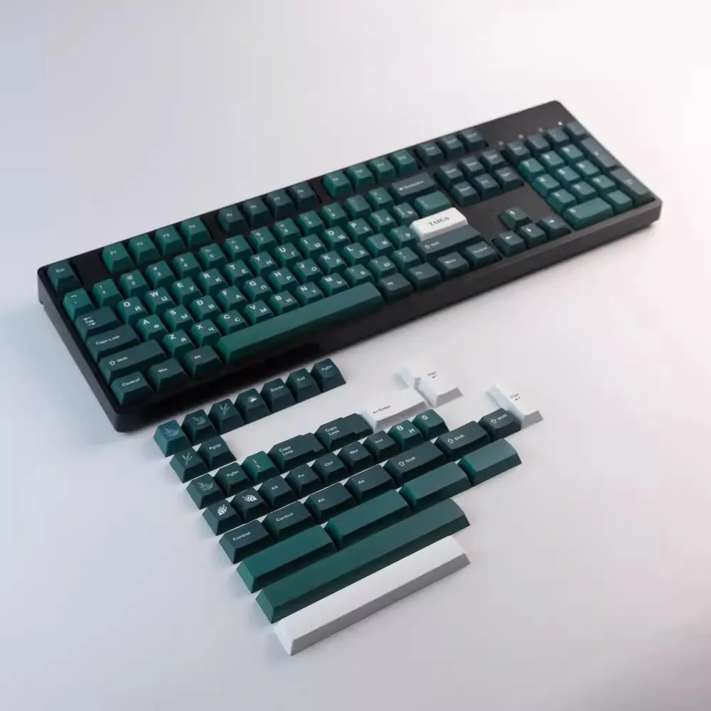 Imagem -04 - Teclado Gmk-tsubasa Keycaps Pbt Sublimação de Tintura Cap Russo Perfil Cereja Keycap Verde para Teclado Mecânico Interruptor mx Conjunto