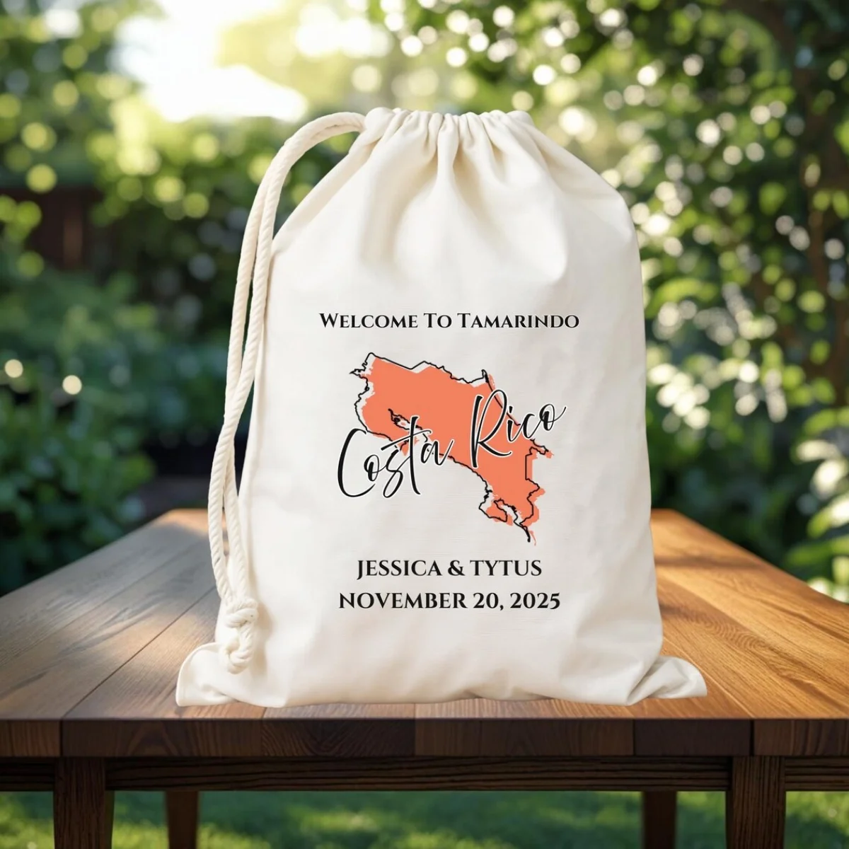 Bolsa personalizada de bienvenida a Tamarindo, recuerdos de boda de destino, bolsa de mapa de contorno de país de Costa Rica, boda de playa de Tamarindo, 20 Uds.