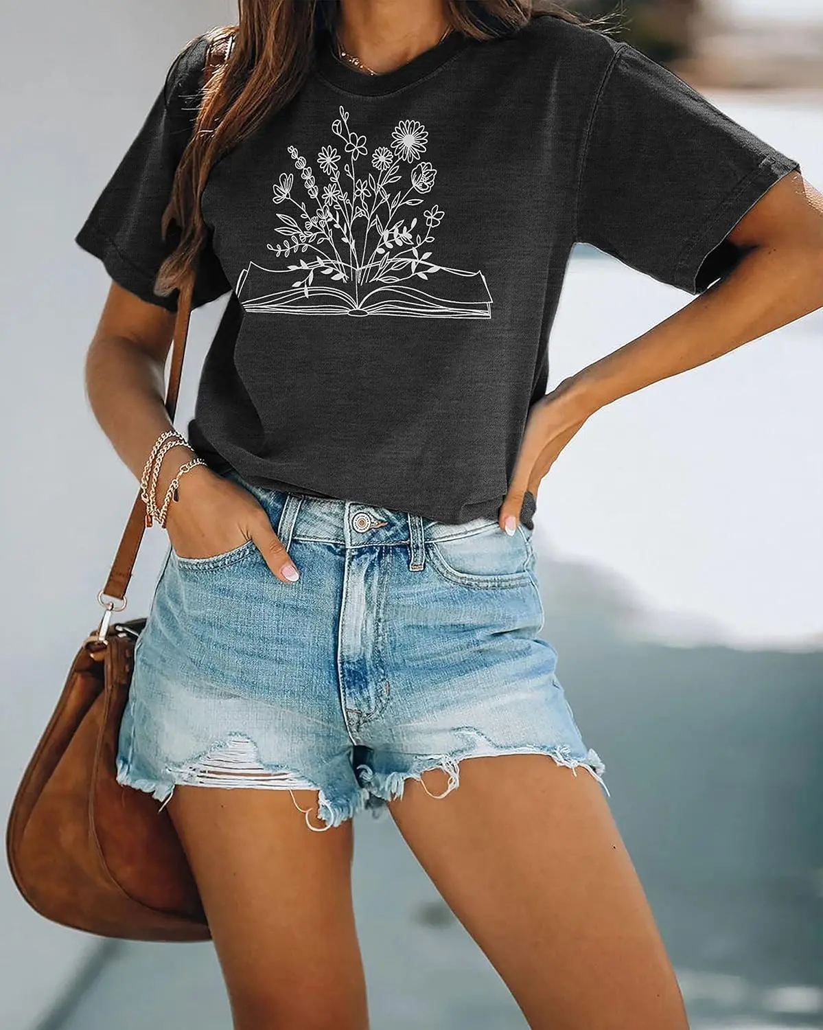 Book Lovers T-Shirt Women Funny Wildflowers Book Reading Shirt Cute Book Lover Gift Shirts Teacher Short Sleeve Tee Tops