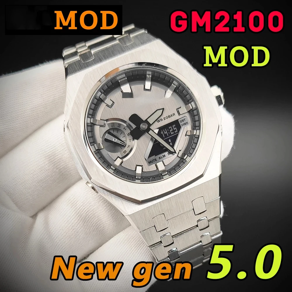 Rubber Strap + Metal Case For Casio GM2100 Gen5  Modification Kit Stainless Steel Accessories For Casioak G-Shock GM-2100 Cover