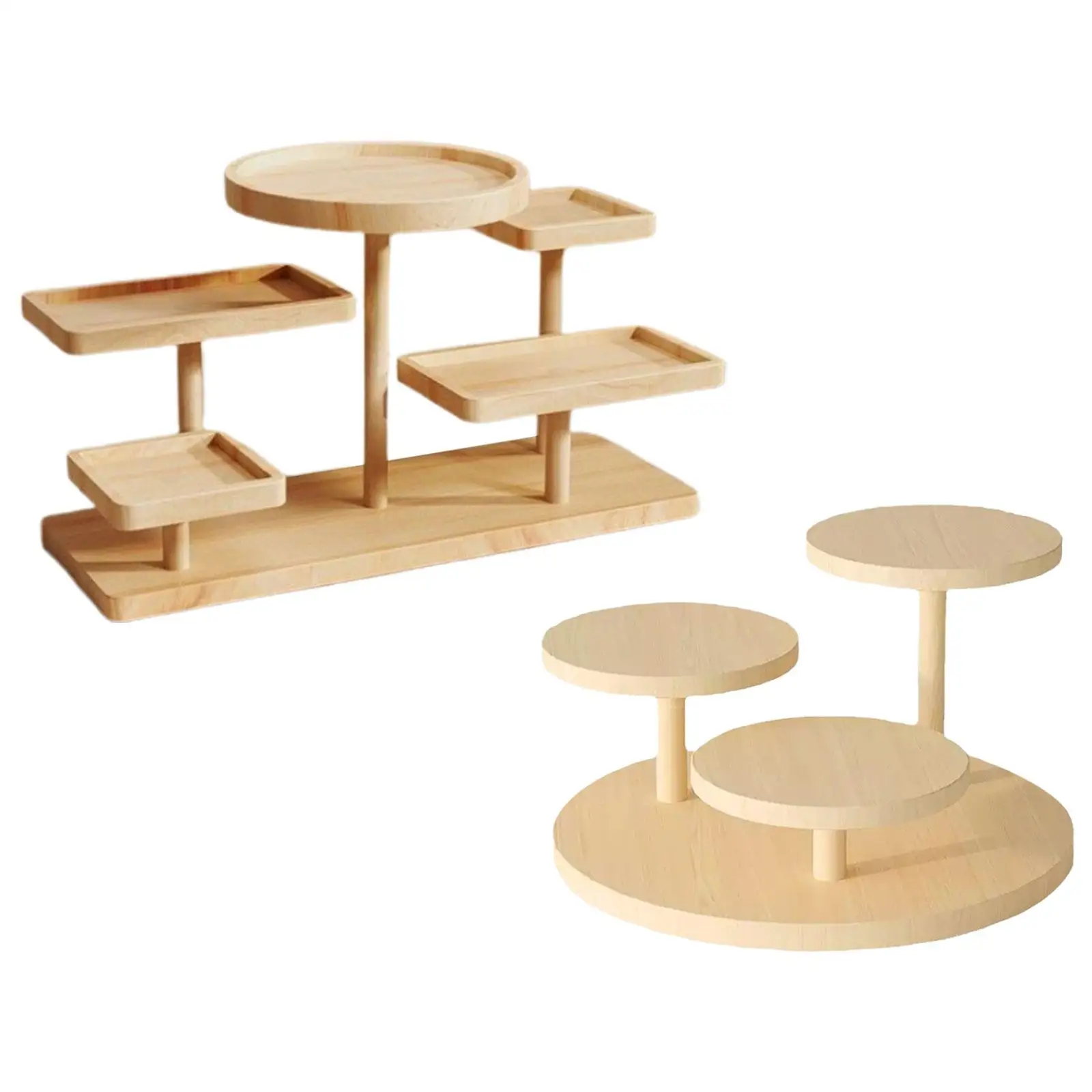 Wooden Display Riser Stand Tiered Tray Multi Layer Display Rack for Desktop