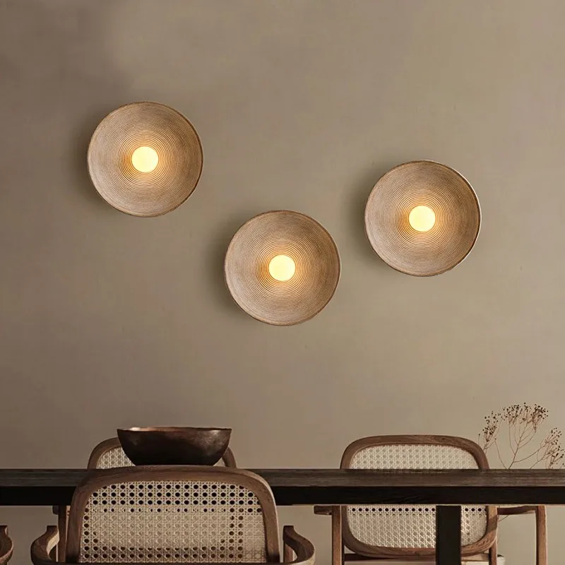 Imagem -02 - Led Nordic Round Resin Wall Lamps Iluminação para Sala de Estar Sala de Jantar Quarto Estudo Corredor Interior Backwall Ambiance Fixtures