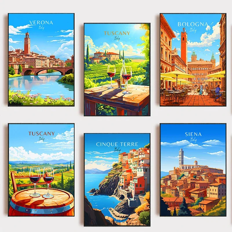 Canvas Painting Wall Art Modern Italy City Travel Posters Colorful Fantasy Landscape Poster Pictures for Living Room Home Decor