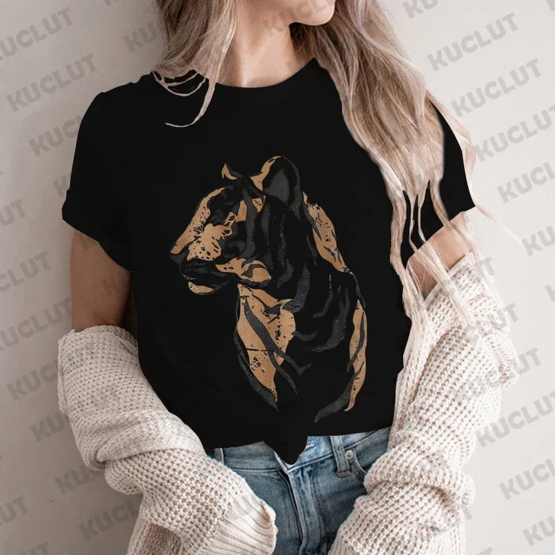 Femme Tropical Jungle Vintage Women's T-shirt Women Fashion T Shirt Girl Harajuku  Grunge Tiger Graphic Tees Shirt Clothes Tops