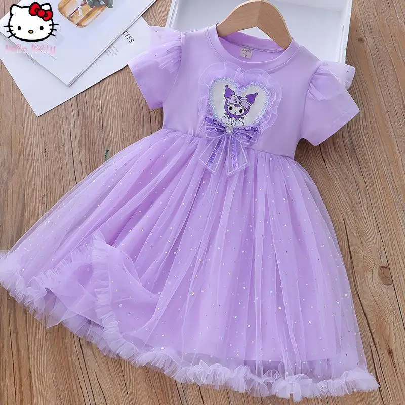 

Платье для девочек в стиле аниме Hello Kitty, юбка принцессы Куроми, детская юбка с героями мультфильмов, модная юбка из мягкой хлопковой пряжи, пышная юбка