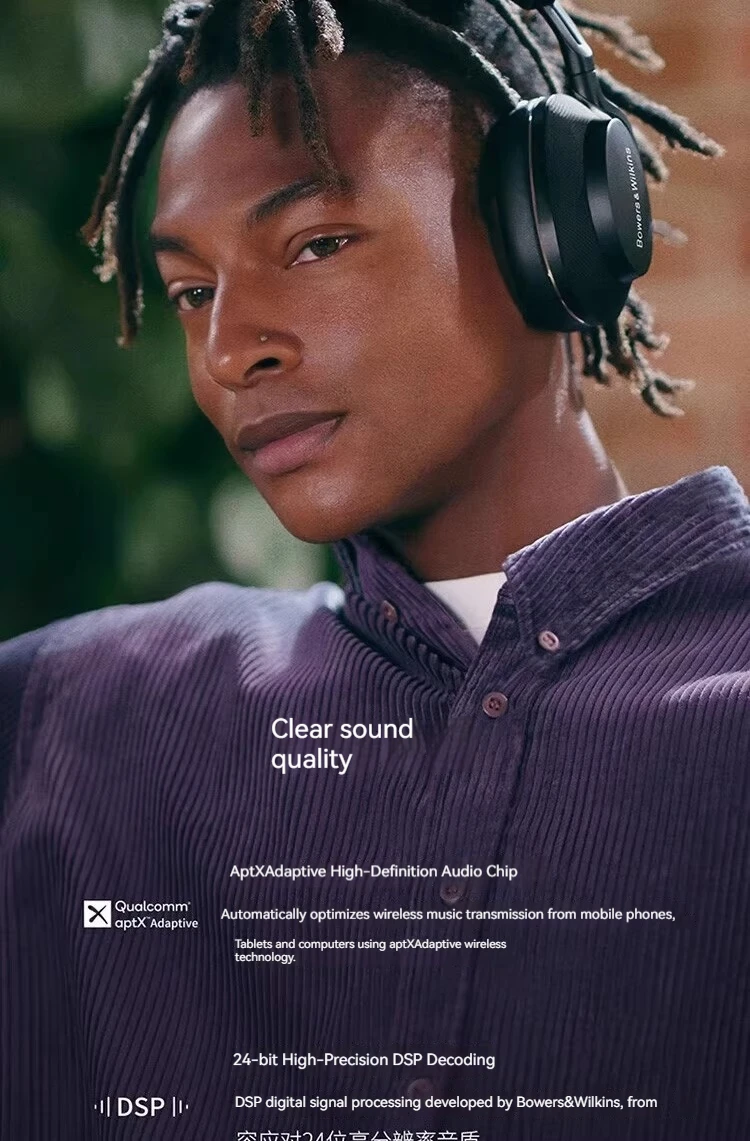 سماعات أذن أصلية من Bowers & Wilkins Px7 S2 لاسلكية فوق الأذن رفيعة وخفيفة الوزن 15 دقيقة شحن سريع إلغاء الضوضاء المتقدم الجديد