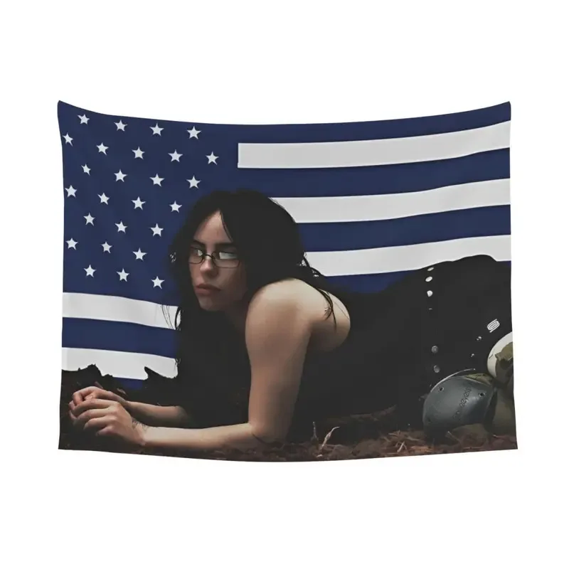 VIKAMA Wandteppich mit amerikanischer Flagge, Pop-Star-Design, perfekt für Fan-Dekoration, Schlafzimmer-Wandgestaltung und Fotohintergrund-Dekoration