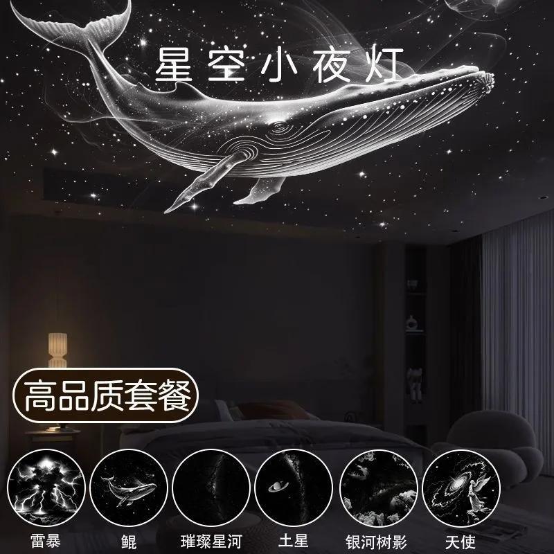 2-in-1 Mini Galaxy Star Projector Night Light Starry Sky Ambient Bedroom Decor Kids Gift with 10 Film Patterns