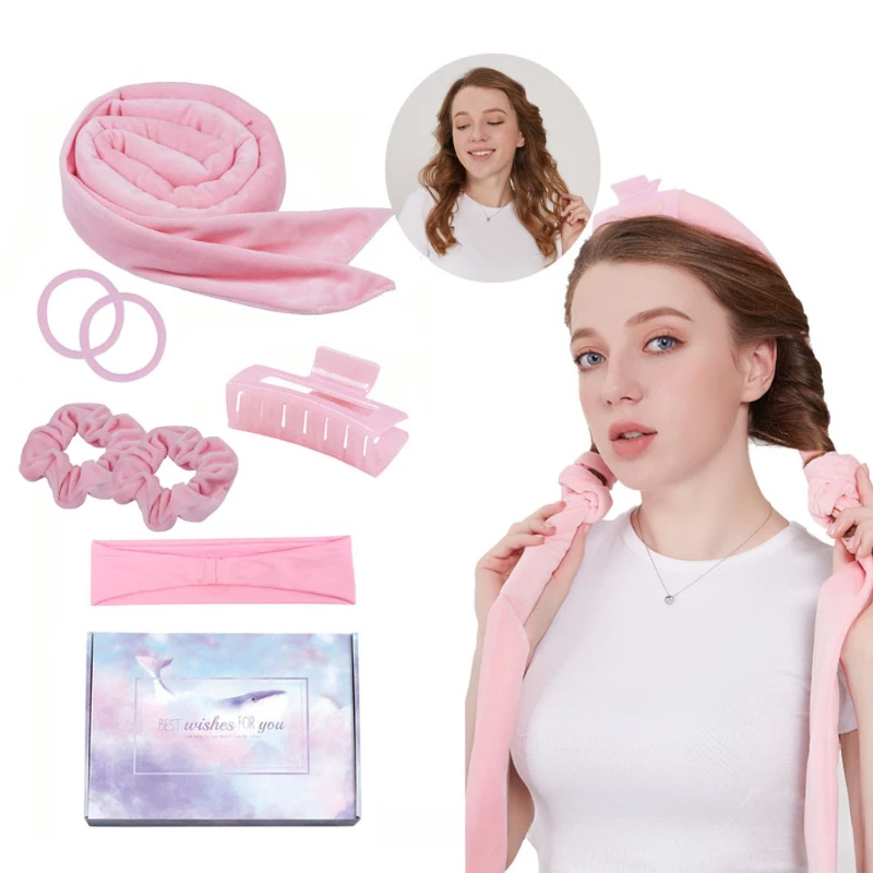 Headband Bow Tie Lazy Person No Heat Curling Iron Leopard Print Sleep Artifact Big Wave Silk Cotton Hair Straightener Deform