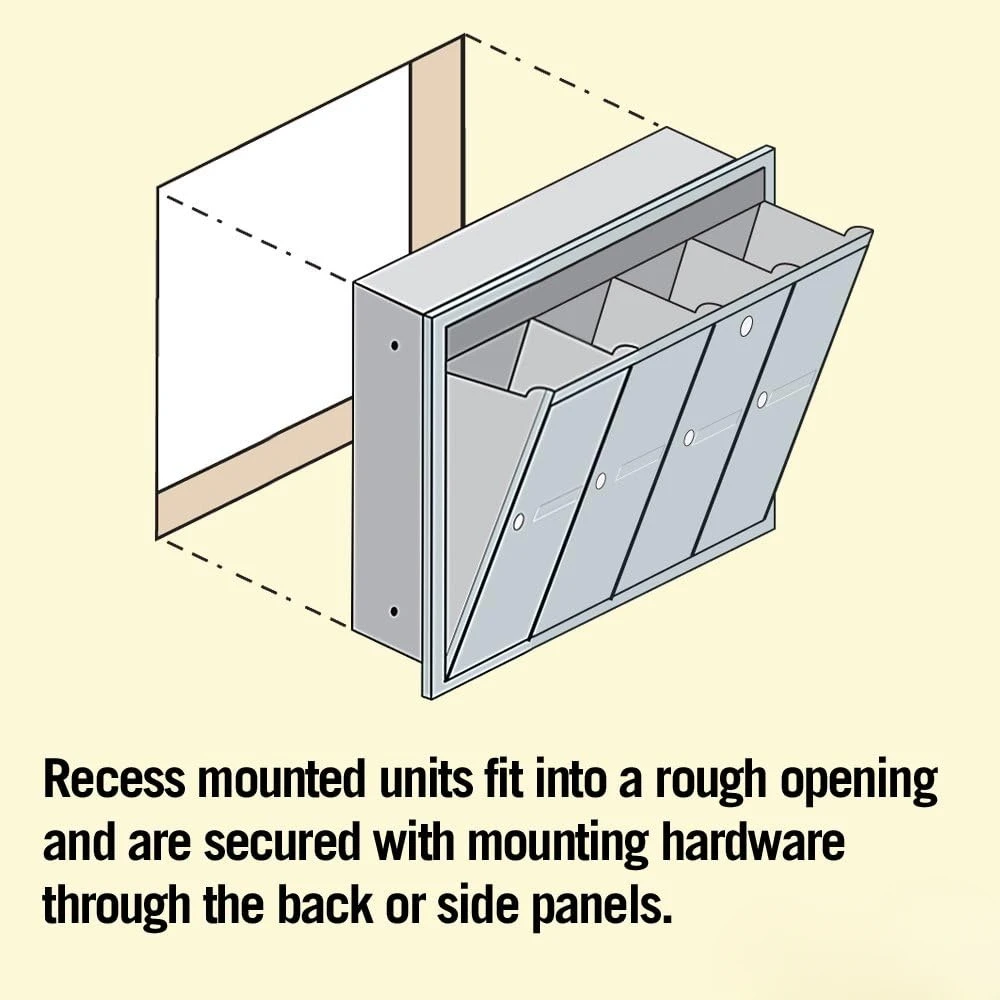 Industries 3504ARU Recessed Mounted Vertical Mailbox with 4 Doors and USPS Access, Aluminum