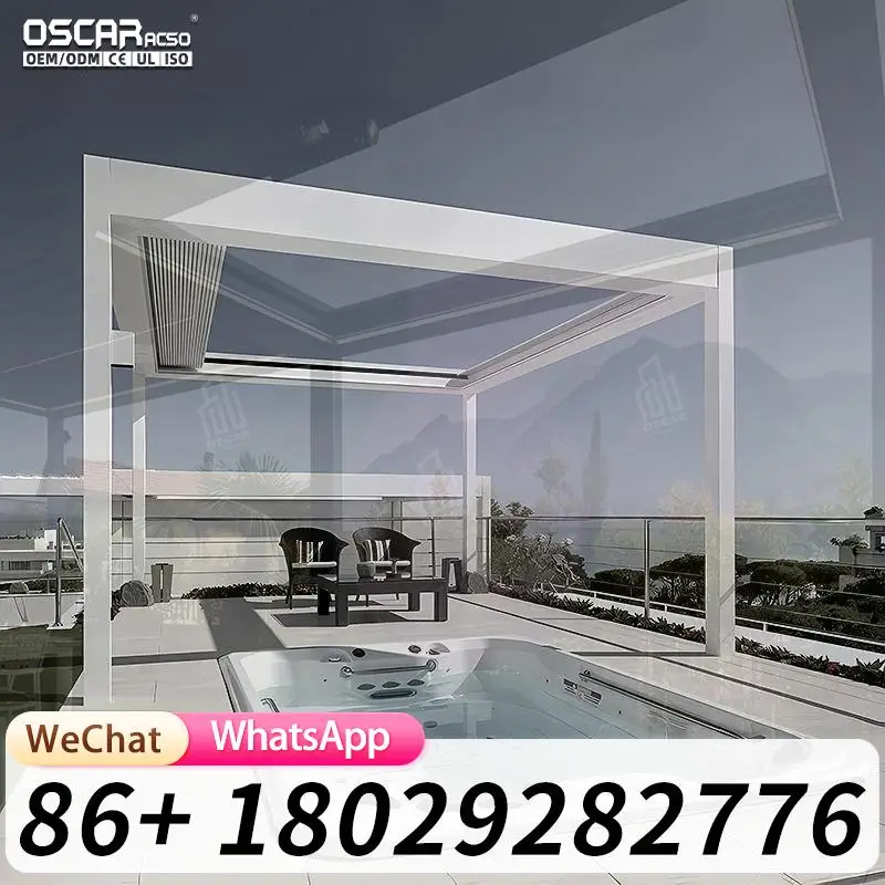 Foshan Motorized Louvered Aluminium Smart Outdoor Pavilion Pergola for Garden Patio Backyard pergolas