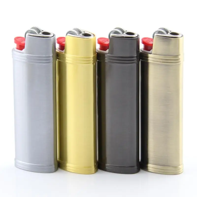 New 1pc Metal  Lighter Case Cover Holder For Bic J3 Lighters Sleeve Comfortable Grasp Lighter Holder Shell  EDC Tool