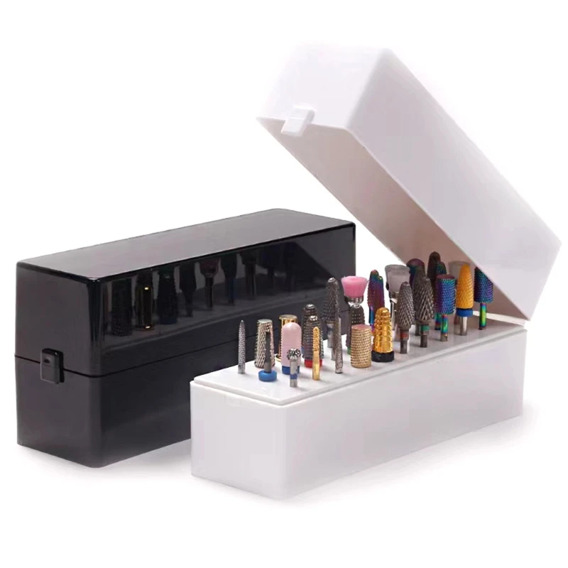 Y1UF 30/48 Holes  Drill Bits Storage Box Special-Purpose Nails Grinding Head Holder Stand Display Box Manicure Storage image 6