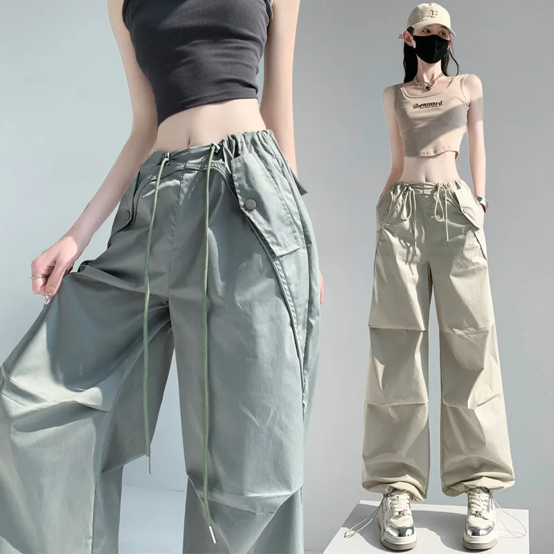 

Spring Summer Women's Sweatpants Korean Fashion Vintage Harajuku Style Casual Solid Loose Cargo Pants Streetwear Women Joggers