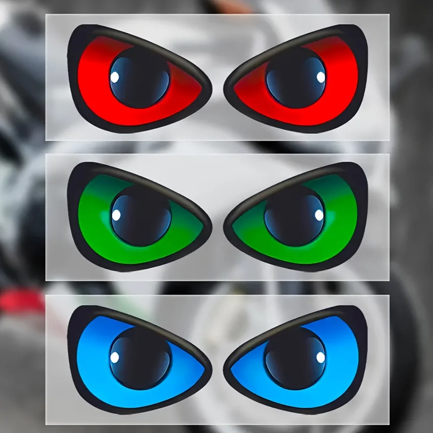 1pc Devil Eyes Waterproof Vinyl Stickers, 3 Colors Optional Scratch-Cover Decals for Car Motorcycle Fairing Window Decor