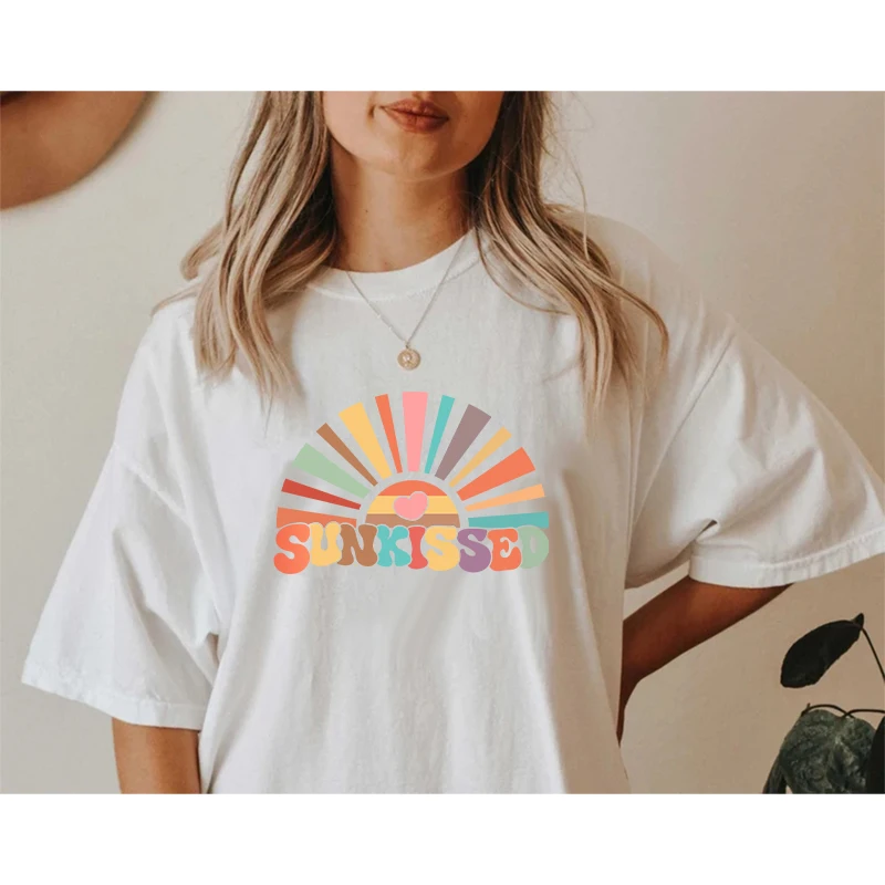 Pegatina de flores con estampado colorido para ropa, pegatinas térmicas para camiseta, parche solar para niñas pequeñas a la moda, parche para