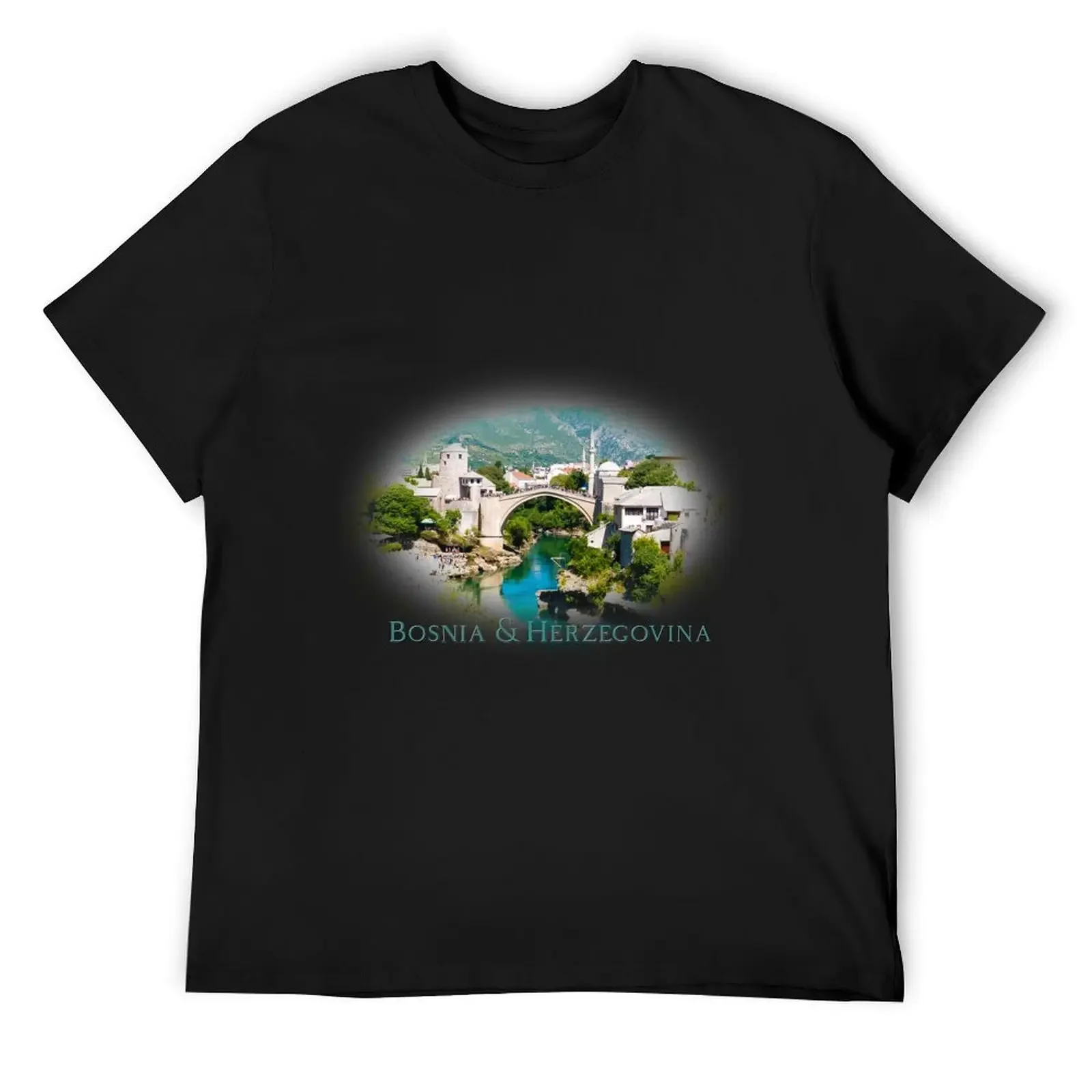 

Bosnia and Herzegovina: Mostar Bridge T-Shirt vintage clothes oversizeds cute clothes mens plain t shirts