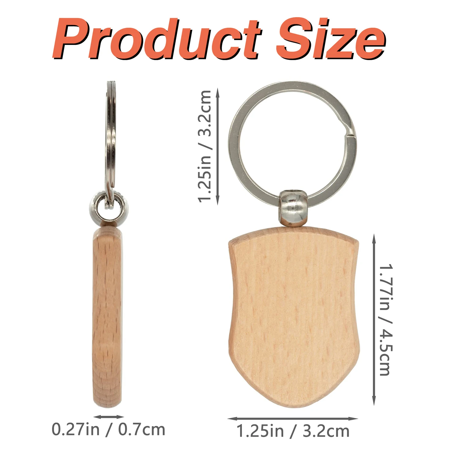 30Pcs Wooden keychain, creative key ring as a couple's gift - the blank shield-shaped wooden keychain can be used for DIY.