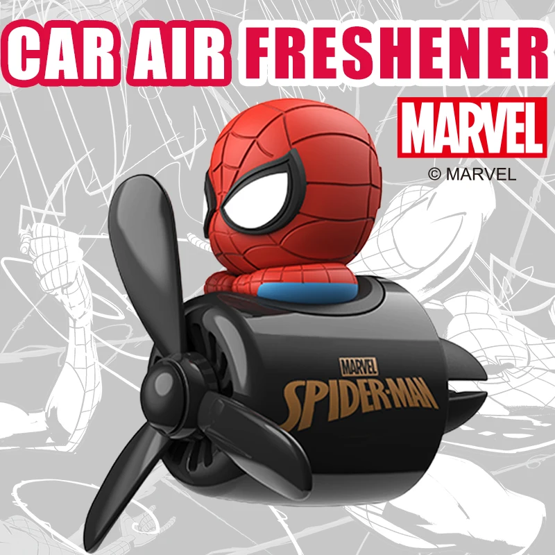 מטהר אוויר לרכב בצורת ספיידרמן מסדרת הנוקמים של מארוול, קישוט פנים לרכב, אביזר מגניב ומשעשע בצורת מטוס, מפזר ריח.