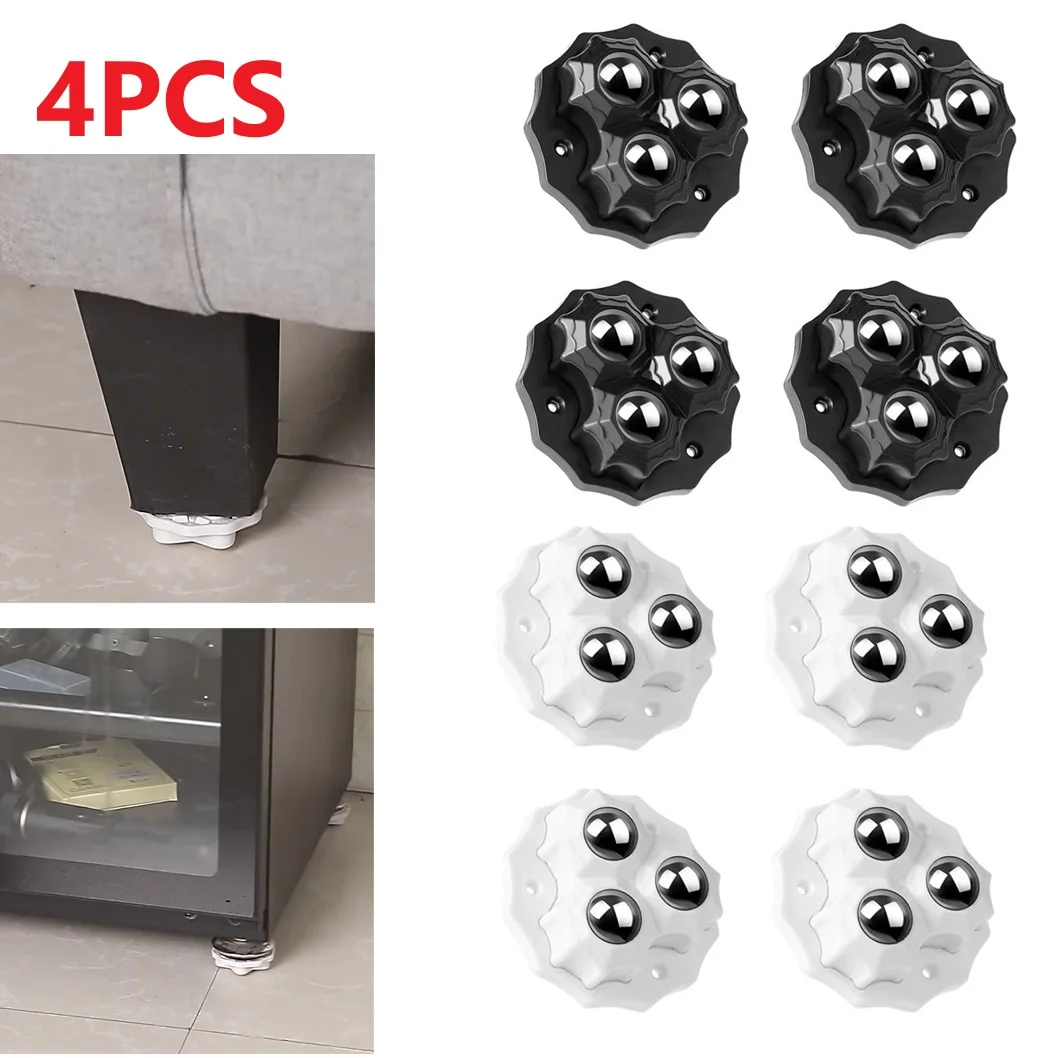 4pcs White/black Small Casters Wheels For 360 Degree Rotation Storage Box Furniture Silent Operation Casters Wheel Accessories