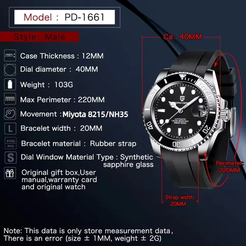 Imagen 2 del producto PAGANI Design 2025 nuevo Reloj mecánico automático para Hombre NH35A 40mm cristal de zafiro de acero inoxidable Reloj impermeable para Hombre