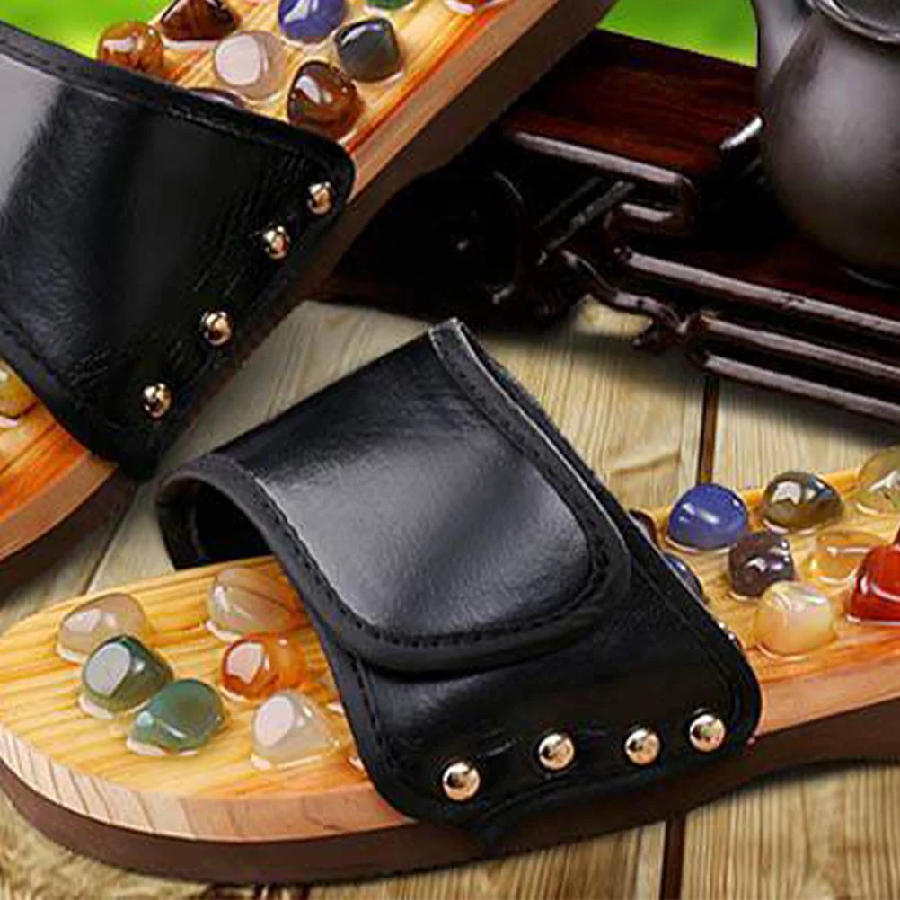 

1Pair Foot Sole Massage Slippers Natural Agate Black 37 Relax Health Sandals Soothe Tired Promote Blood Flow Foot