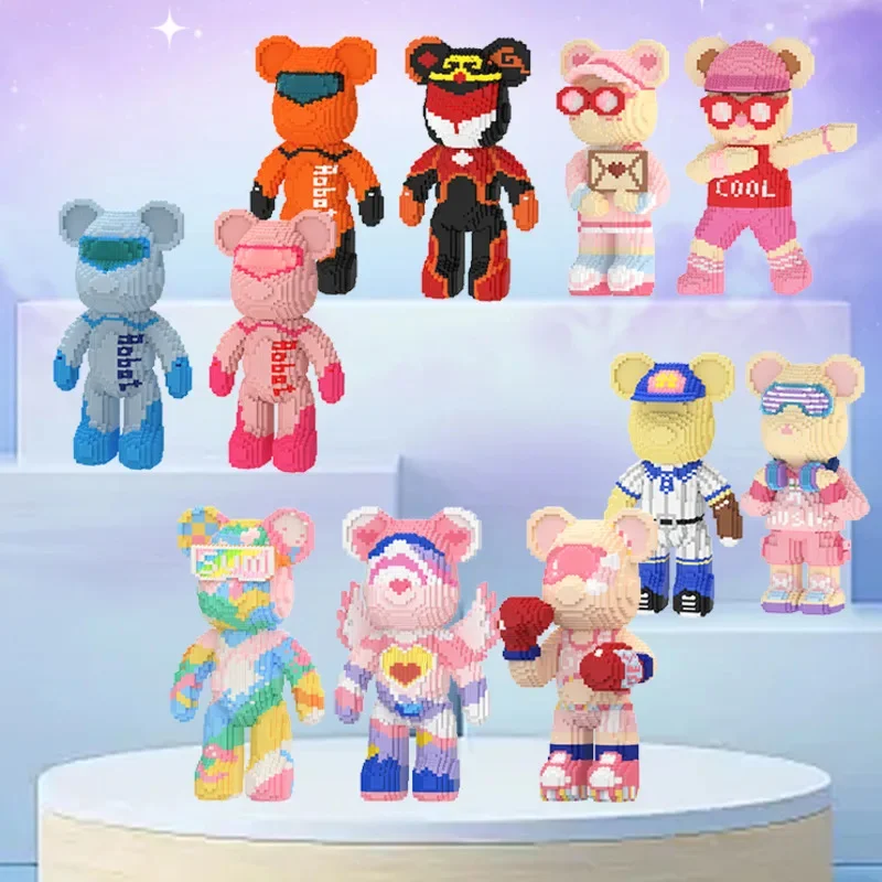 

46 см DIY жестокий медведь BearBricks строительные блоки игрушки новая гигантская игрушка-головоломка красочный стол ручной работы подарок для подростков и взрослых домашний декор