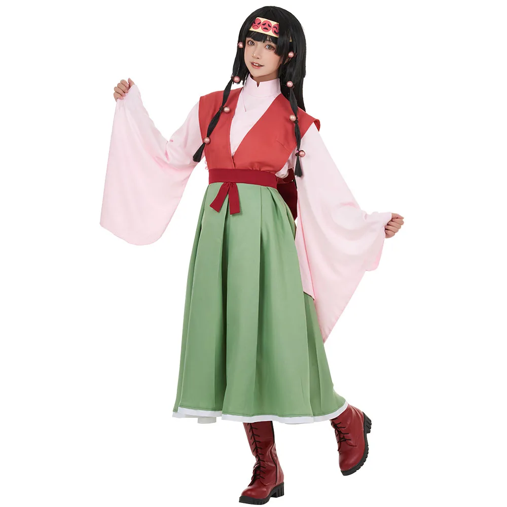 

HAIKYUU женский костюм для косплея охотника аллука кимоно топ и юбка жилет комплект с аксессуарами для волос