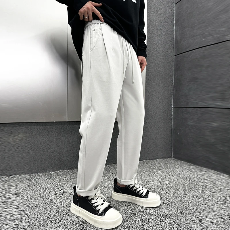 

Модные вязаные повседневные брюки, мужские свободные спортивные брюки с прямыми штанинами, универсальные длинные брюки для осеннего сезона, простой качественный дизайн