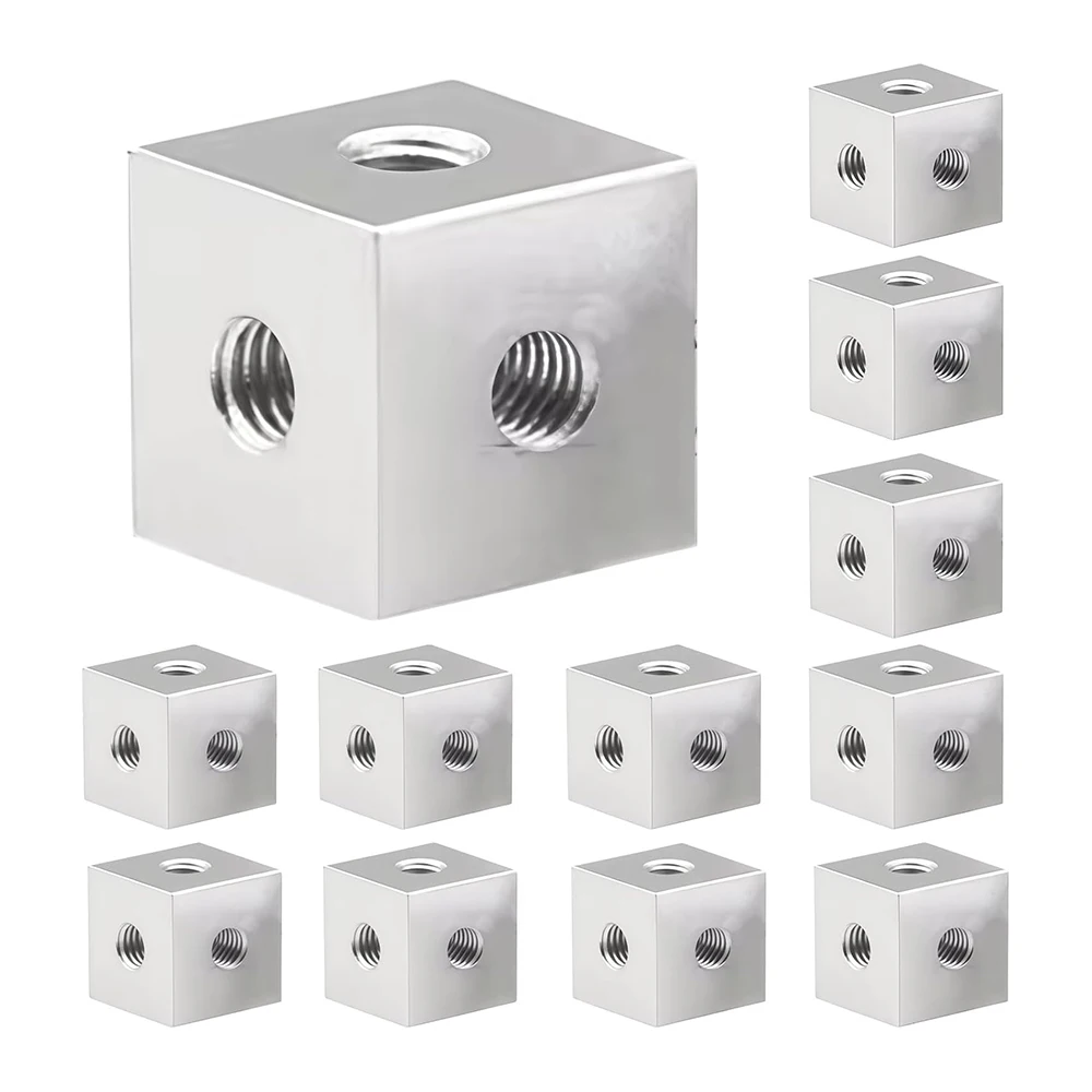 12Pcs M3M4M5 Cube Connector Aluminum Alloy Profile Hexagonal Square Fixing Block Six-Sided Nut for Acrylic Sheet Hardware Lighti