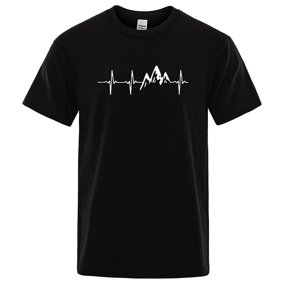 

T-Shirt 100% Cotton Yamagata Electrocardiogram Pattern Print Summer Round Neck Breathable Oversized Tee Casual Fashion Clothing