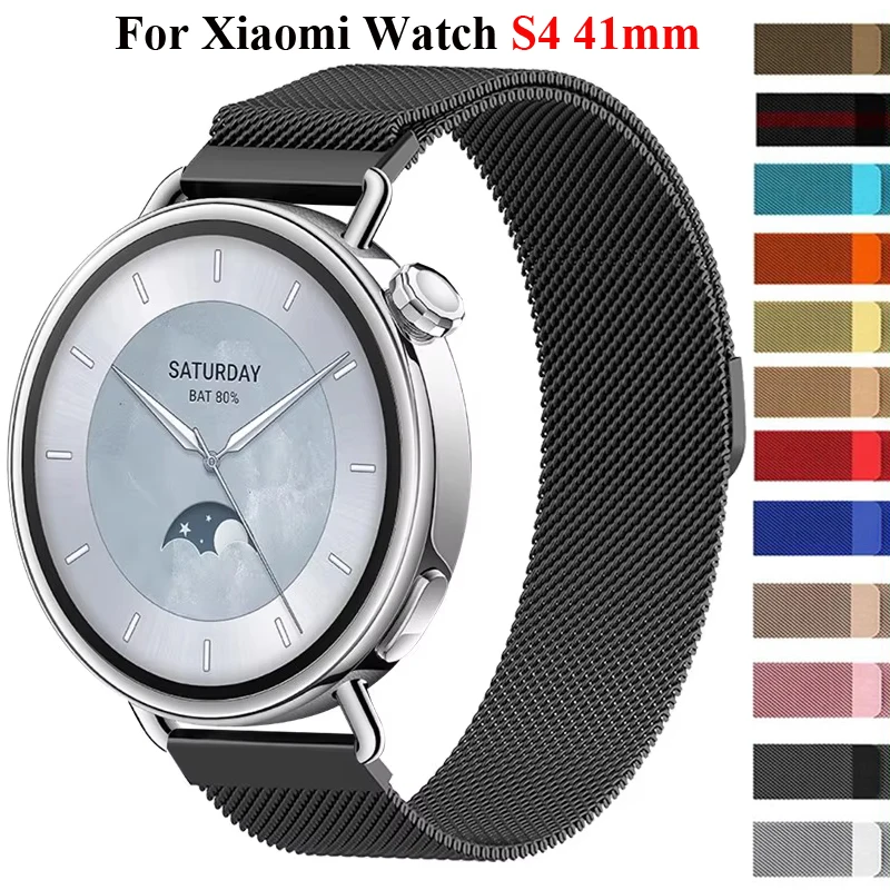18mm Milanese Loop For Xiaomi Watch S4 41mm Men Women Stainless Steel Metal Strap For Xiaomi S4 41mm SmartWatch Band Accessories