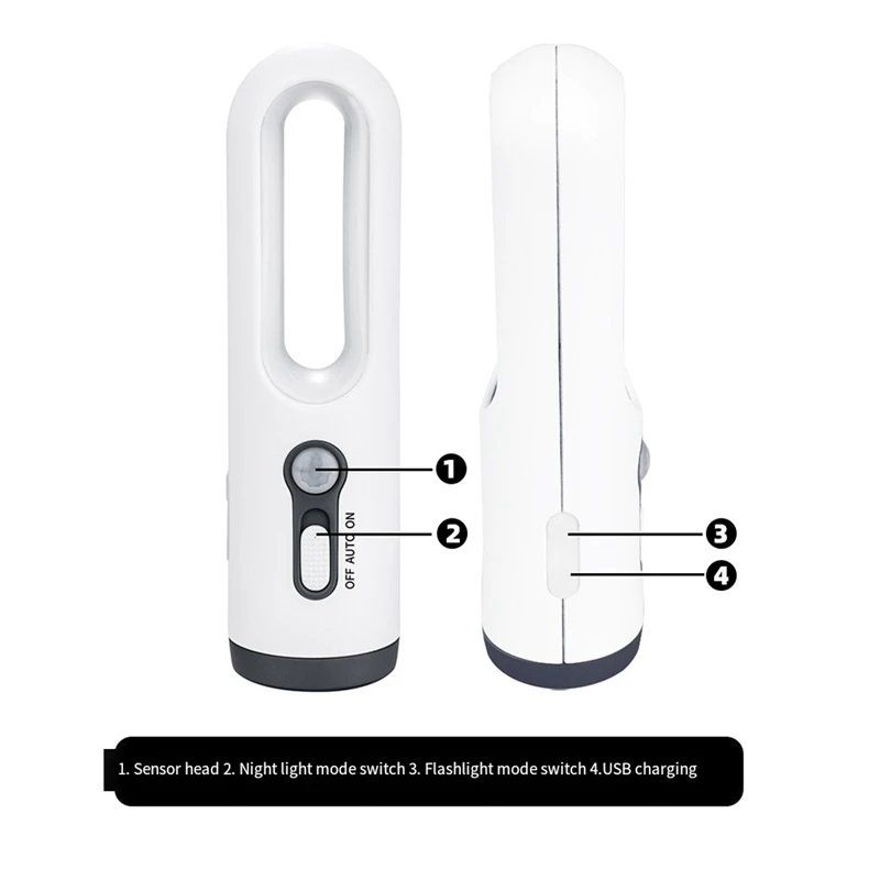 Lanterna portátil 2 em 1 com sensor de movimento, luz noturna com sensor do anoitecer ao amanhecer para quarto, banheiro, leitura, acampamento