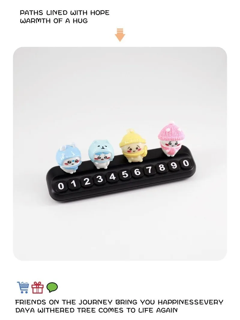 Chiikawa Temporary Parking Number Plate Cute Car Phone Sign Dashboard Ornament Auto Interior Decor Hachiware Usagi Car Accessory - view 6