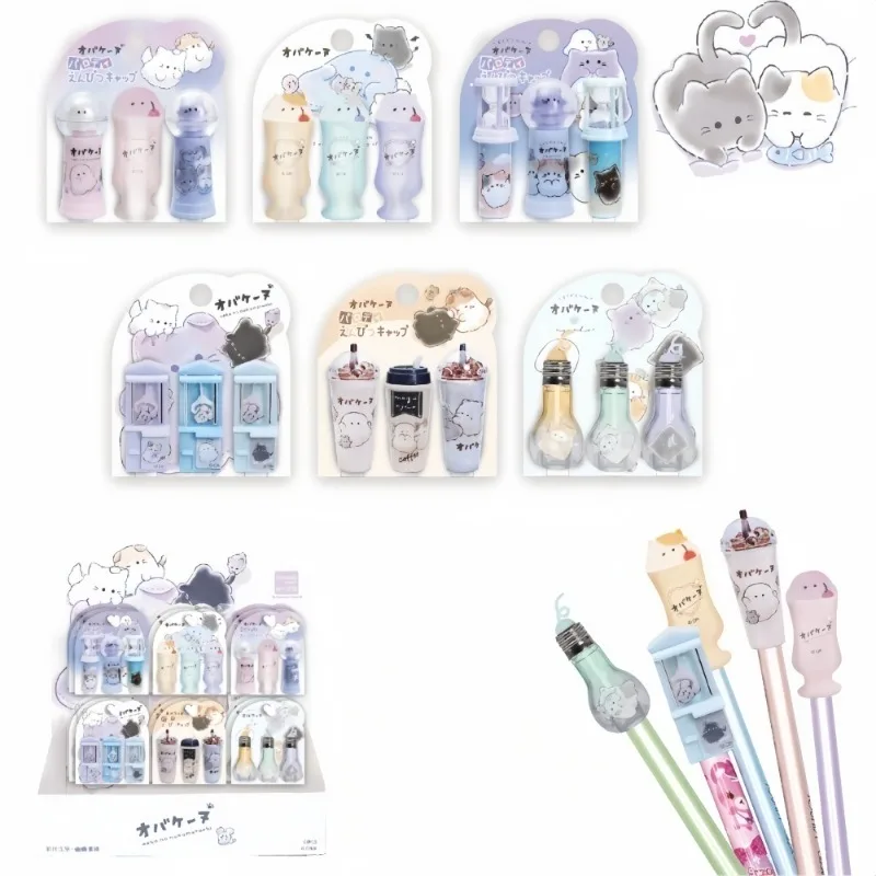 Cute Plastic Pencil Cap Milk Tea Light Bulb Hourglass Shapes Pencil Top Pencil Nib Protective Cap Pen Extender Students Supplies