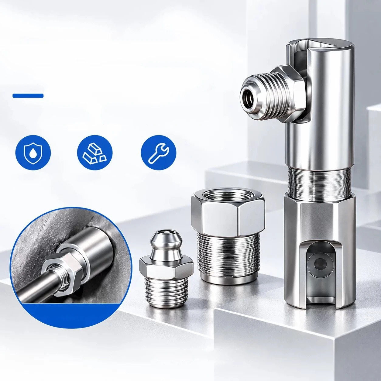 Recessed Straight Grease Nipple 90 Degree Coupler Grease Oil Nozzle for For Tight Spaces Auto Machinery Maintenance