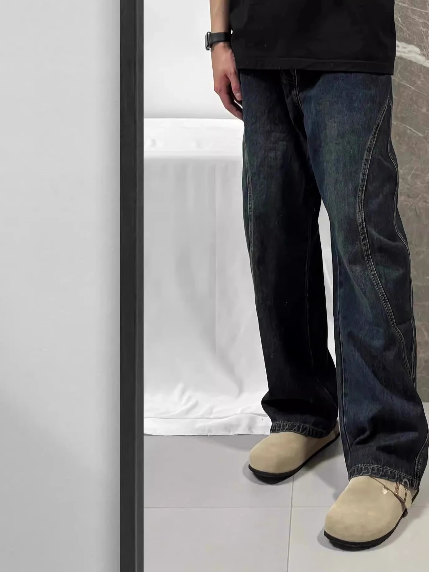 

Мужские джинсы свободного кроя в американском ретро-стиле, прямые, из денима, повседневные, осенние, модные, молодежные