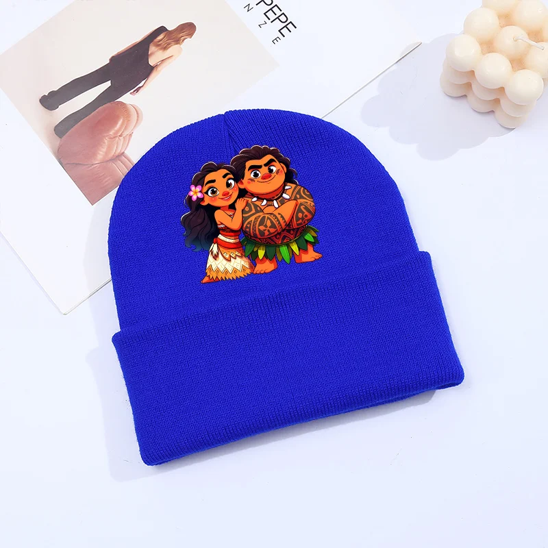 Moana Knitted Hats Baby Outdoor Riding Casual Brimless Winter Warm Beanie Letter Cartoon Wool Bonnet  Infant Caps Birthday Gifts