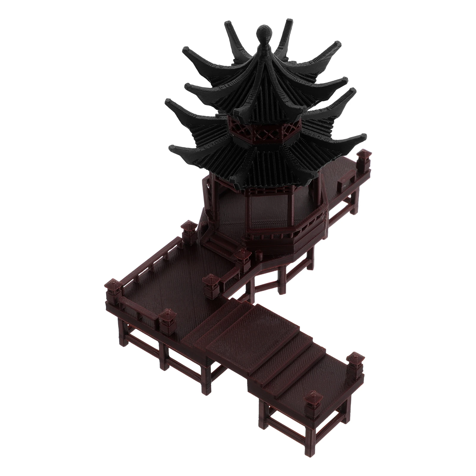 

Ancient Pavilion Decorations Chinese Style Building Models Brown Plastic Gazebo Aquarium Landscaping Ornaments Miniature Garden